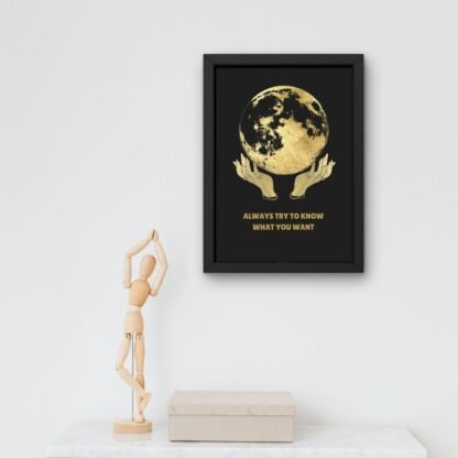 Wall art motivațional negru cu auriu și mesaj de afirmare pentru claritate