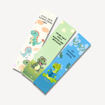 Set semne de carte pentru copii cu dinozauri și crocodili, mesaje motivaționale și design jucăuș – cititul devine o aventură