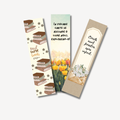Semne de carte cu mesaje inspiraționale și flori pictate – accesorii elegante pentru cititori sensibili și iubitori de frumos