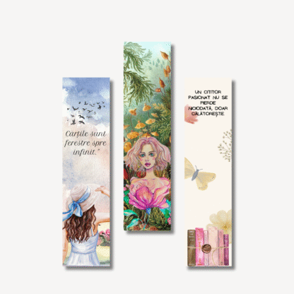 et semne de carte cu femei, citate motivaționale, flori și fantezie – accesorii elegante pentru lectură și daruri speciale