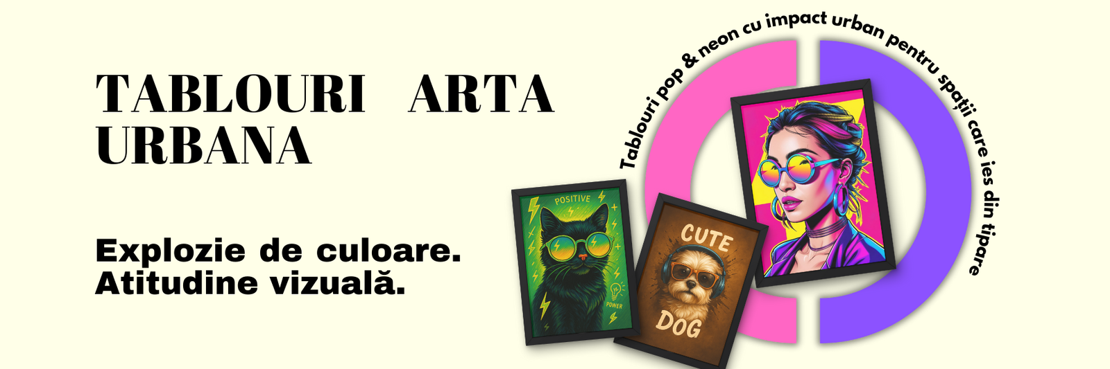 Tablouri arta urbana pop art neon cu animale si portrete