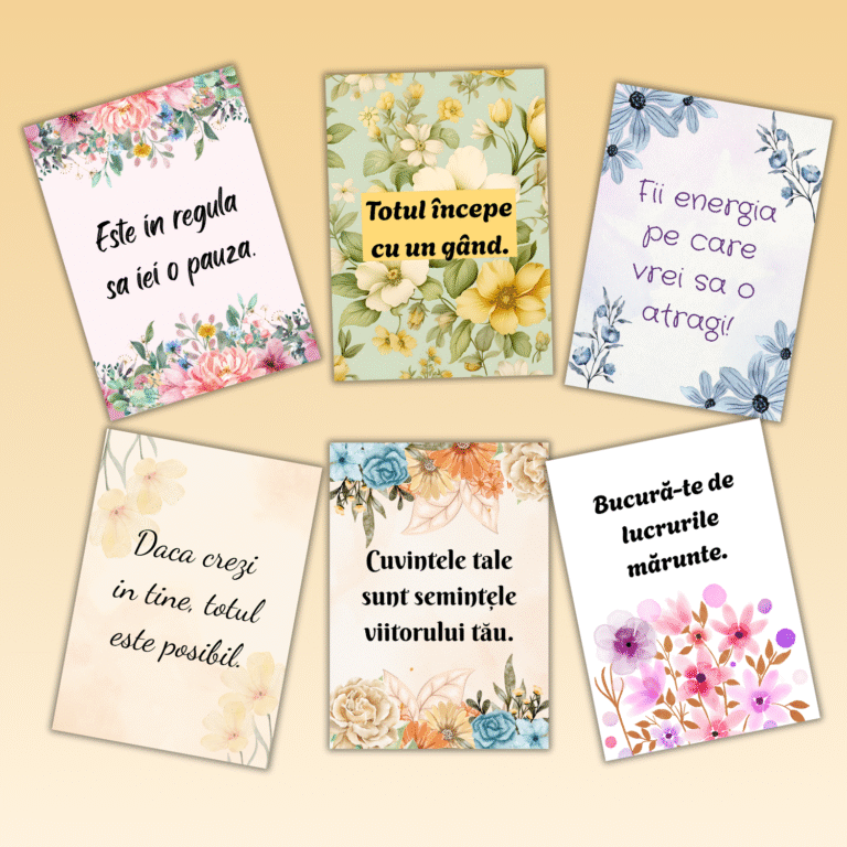 Magneti motivaționali cu mesaje și flori – Set 6 bucăți