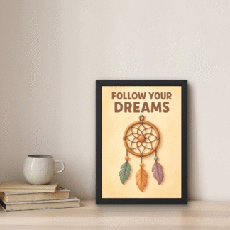 Tablou cu prinzător de vise și text Follow Your Dreams – decor motivațional pentru adolescenți, birouri sau colțuri de lectură