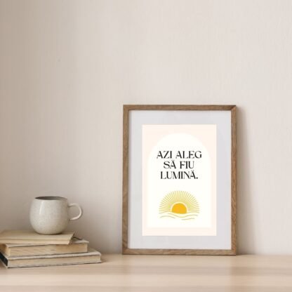 Design minimalist pentru dezvoltare personală cu citat motivațional despre lumină interioară