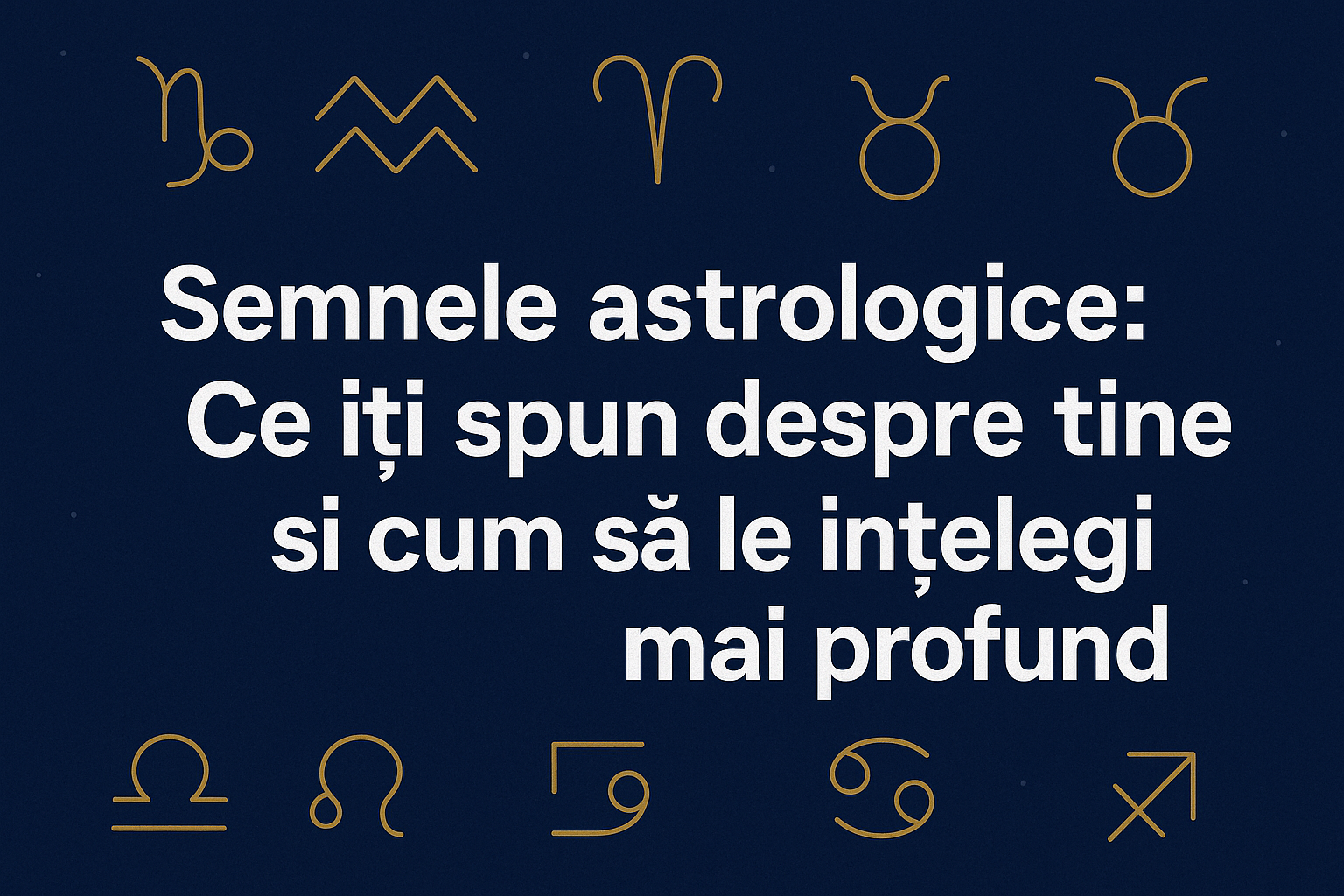 Banner orizontal în nuanțe bleumarin, cu titlul „Semnele astrologice – ce îți spun despre tine”
