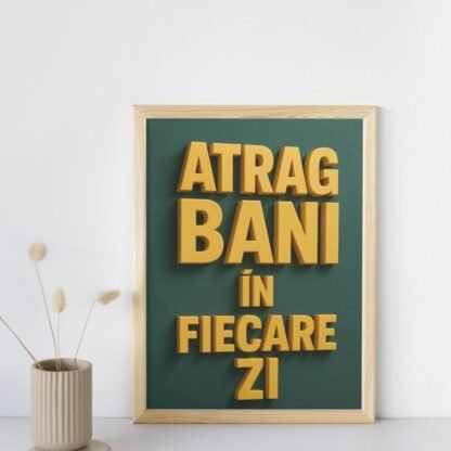 Tablou afirmativ „Atrag bani în fiecare zi” pentru decor de birou