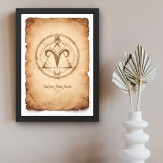 tablou berbec zodie simbolic cu rama neagra sigiliu zodiacal