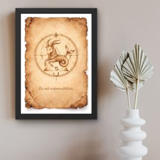 tablou capricorn simbolic cu rama neagra decor astrologic