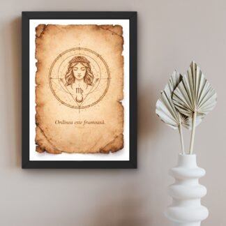 tablou fecioara simbolic cu rama neagra decor astrologic