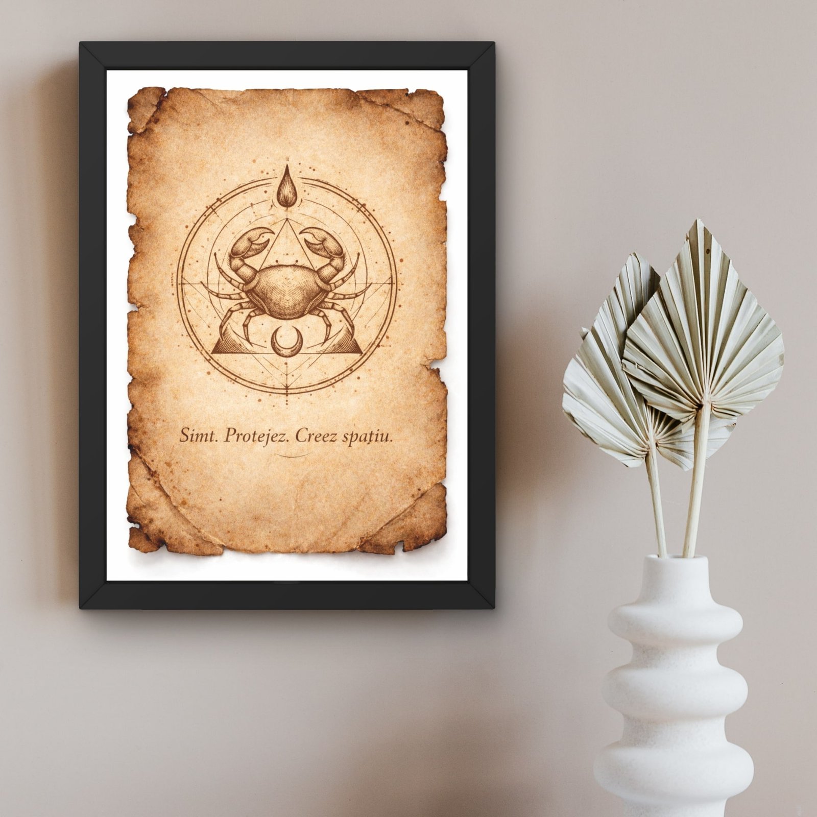 tablou rac simbolic cu rama neagra decor astrologic