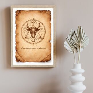 tablou taur zodie sigiliu energetic zodiacal pe papirus vechi