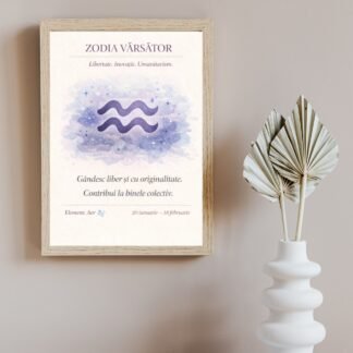 tablou zodia varsator simbol astral stil modern rama lemn natur