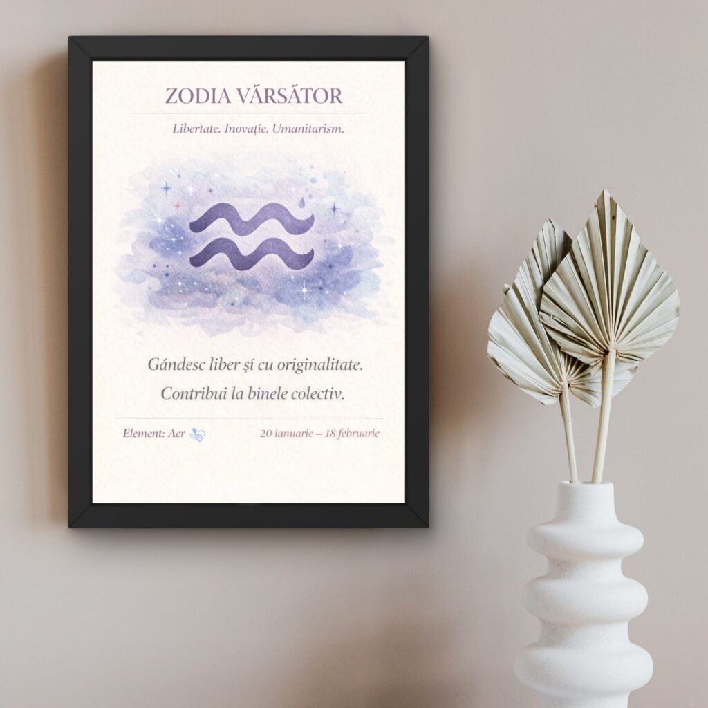 tablou zodia varsator design minimalist astrologic rama neagra