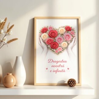 Cadou romantic pentru cuplu tablou cu mesaj Dragostea noastra e infinita