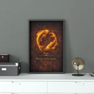 cadou simbolic pesti tablou zodiac cu mesaj de intuitie pentru spatiu linistit
