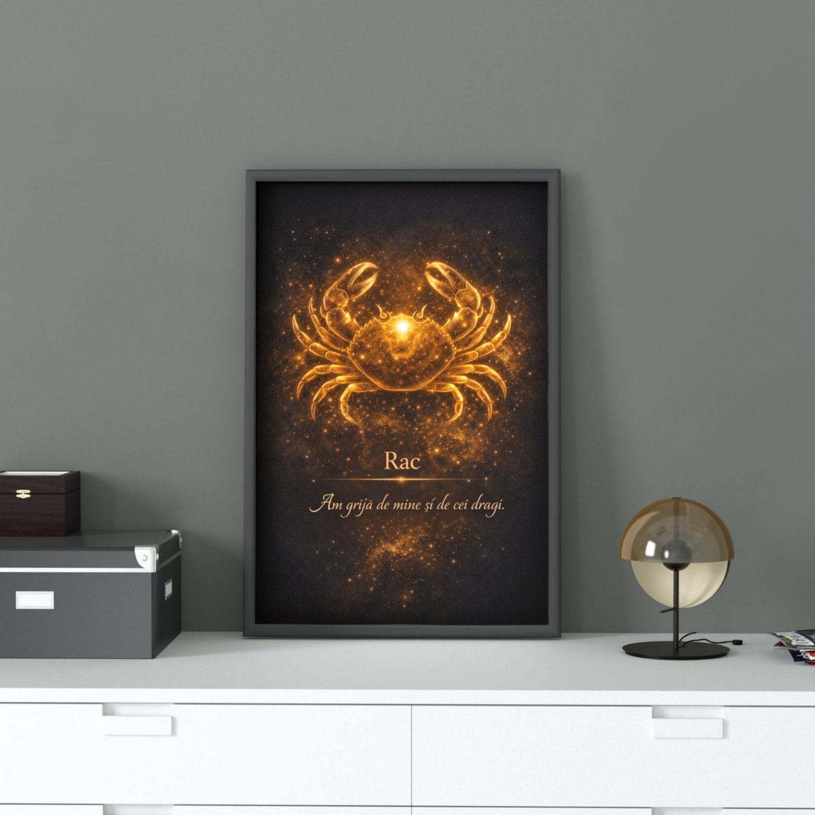 Cadou simbolic Rac – tablou zodiacal cu simbolul Racului și mesaj emoțional