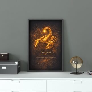 Cadou simbolic zodia Scorpion tablou artistic cu simbol astrologic luminos