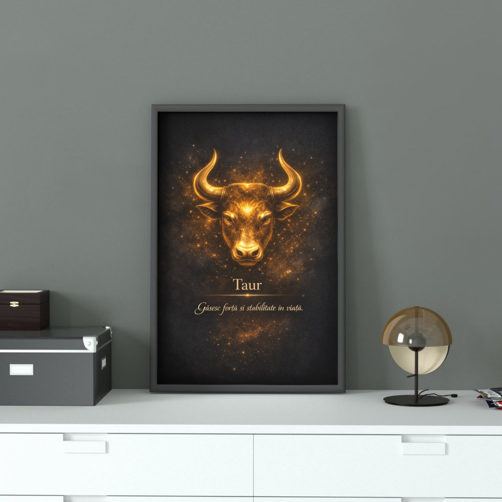 cadou simbolic zodia taur tablou decorativ cu mesaj de stabilitate