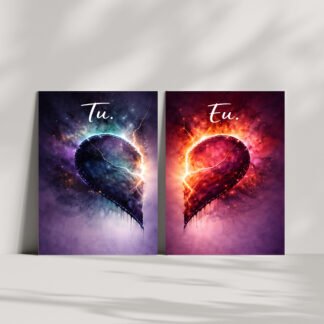 cadou simbolic valentines day – tablou artistic pentru cuplu cu inimă divizată și mesaj vizual complementar