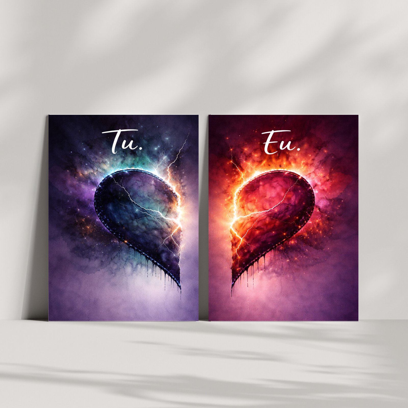 cadou simbolic valentines day – tablou artistic pentru cuplu cu inimă divizată și mesaj vizual complementar