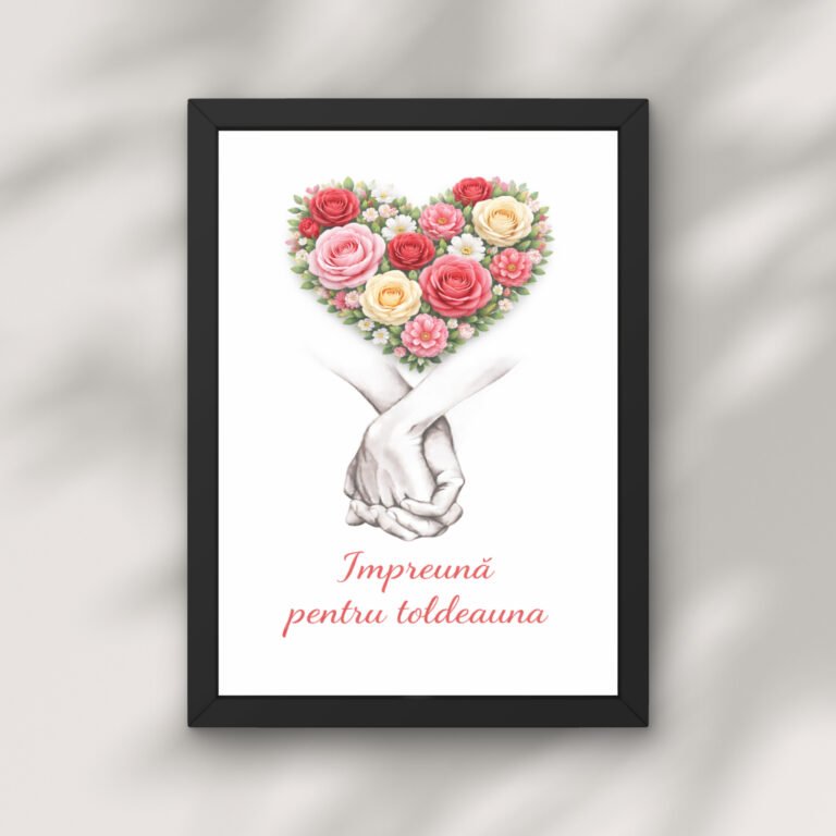 Tablou cu inima din trandafiri – impreuna pentru totdeauna