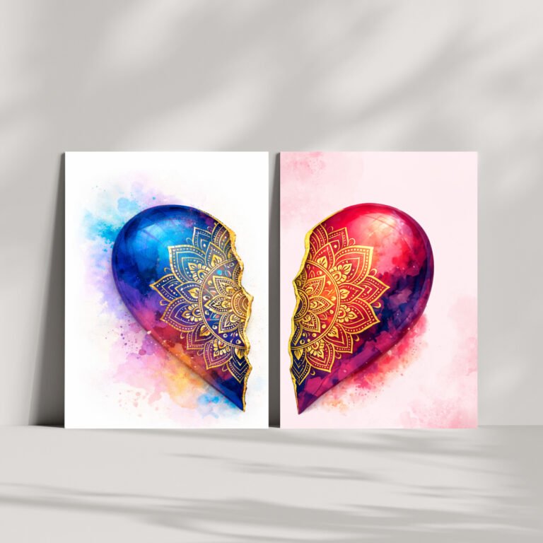 Tablou cuplu Valentines Day – Set 2 inimi complementare