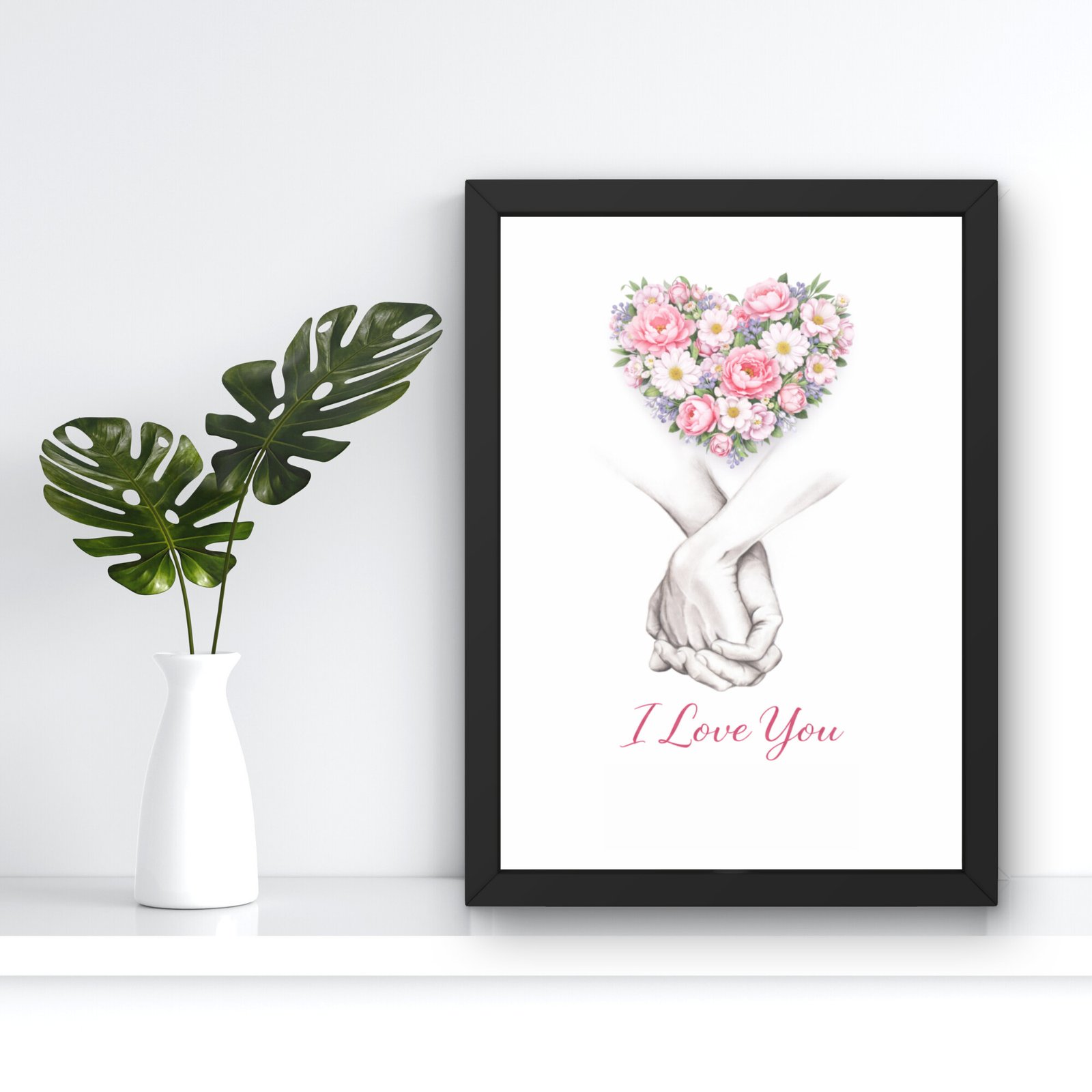Tablou I Love You cu mesaj de iubire, decor minimalist pentru dormitor sau living