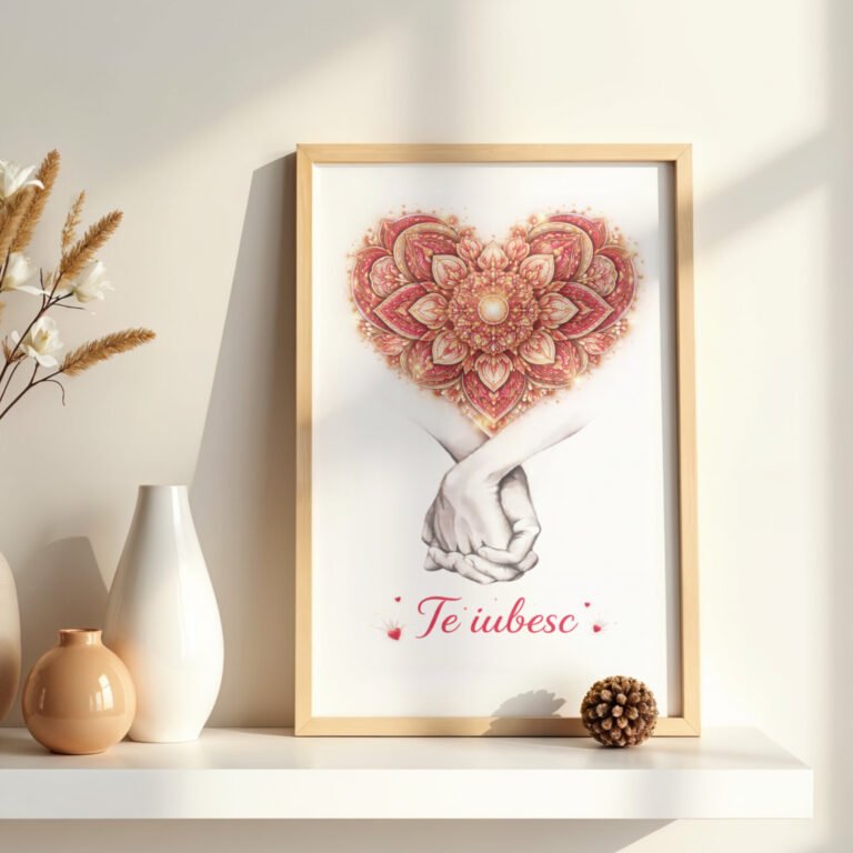 Tablou cu inima mandala – cadou romantic te iubesc