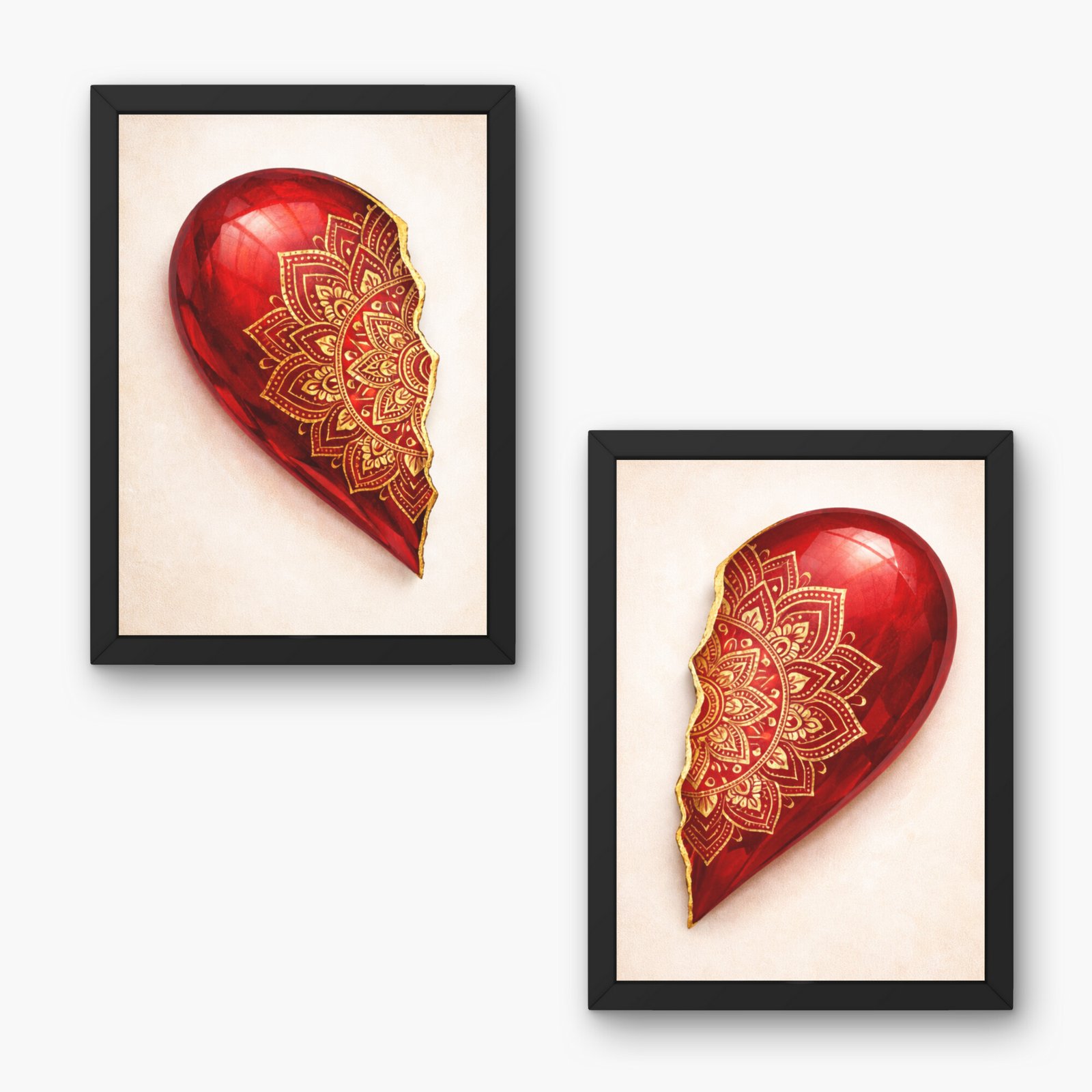 tablou mandala cu inima rosie cadou simbolic in forma de inima pentru iubire