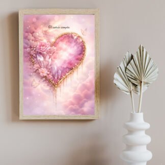 tablou te iubesc simplu cu inima aurie si flori delicate