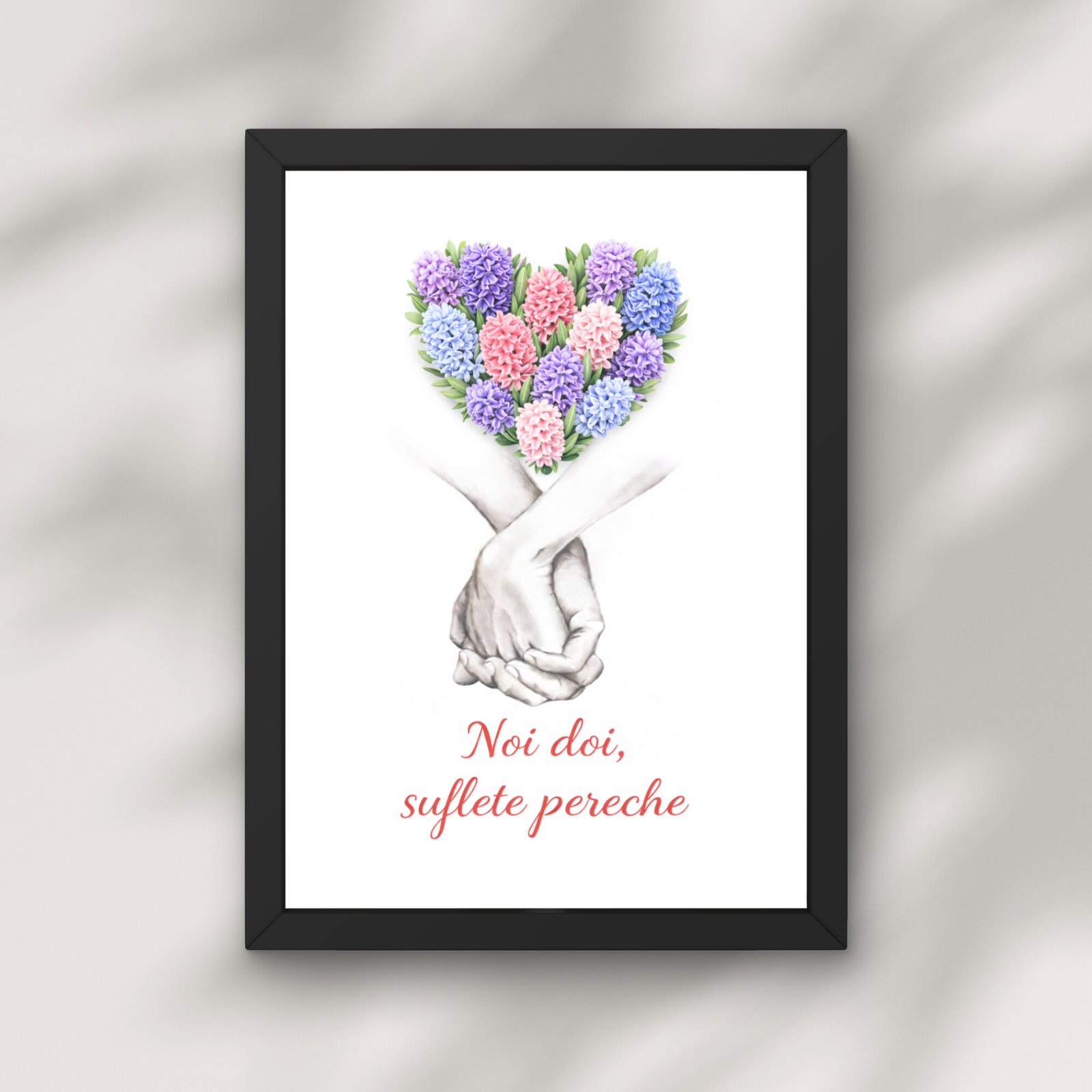 Tablou cu zambile în formă de inimă, simbol al iubirii și conexiunii dintre doi oameni