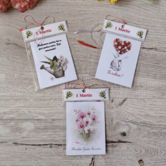 Martisoare cu mesaj de apreciere sincera si ilustratii florale