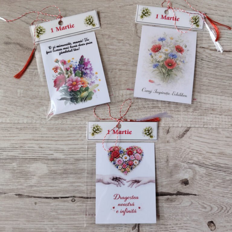Martisoare cu flori pictate – set delicat de 1 Martie
