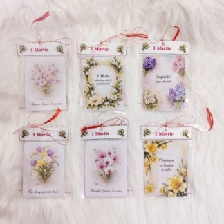 martisoare hand made cu magnet 6x8 cm design floral elegant pentru 1 martie