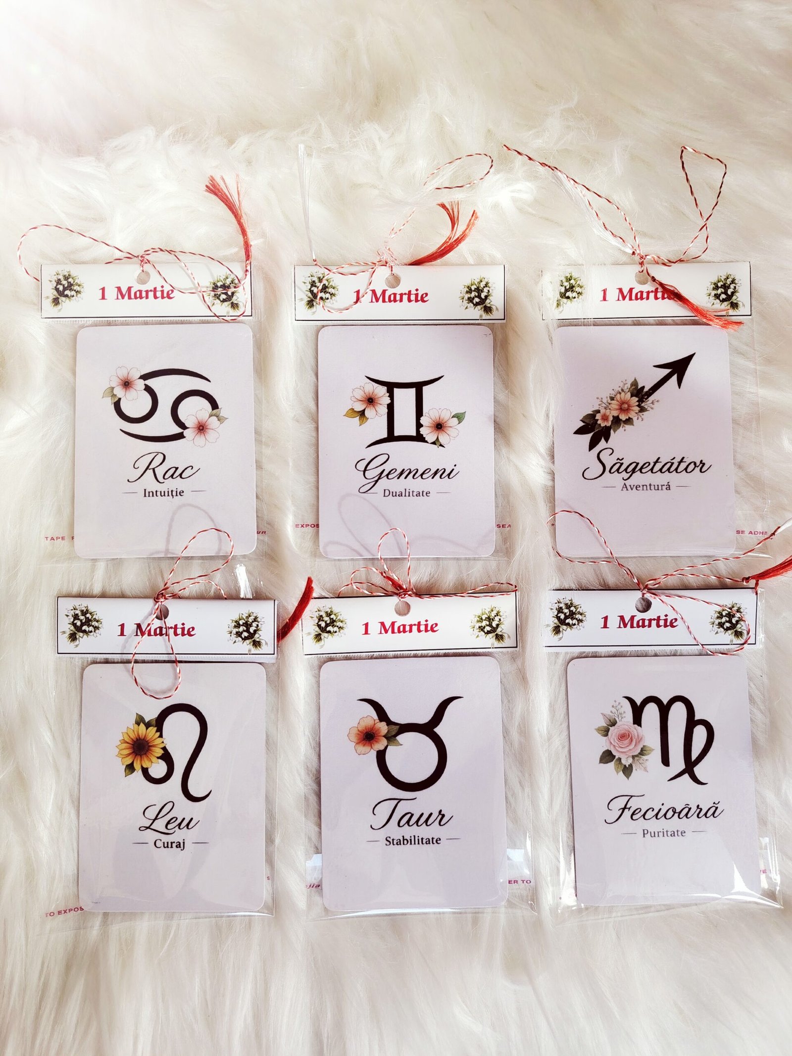 Set de 6 martisoare zodiac printelina de 1 martie