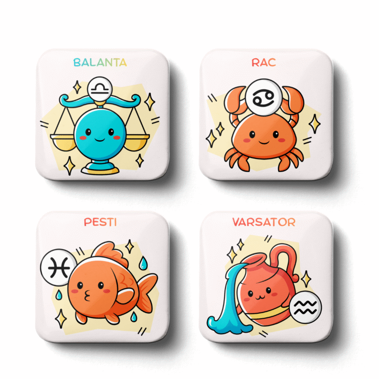 Cadouri cu zodii pentru copii – magnet sau insigna 5×5