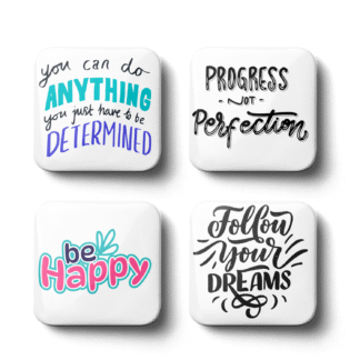 insigne motivationale si magneti cu citate inspirationale follow your dreams progress not perfection