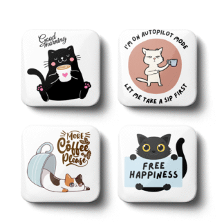 magneti de frigider cu pisici si mesaje despre cafea sau insigne pin decorative pentru ghiozdan