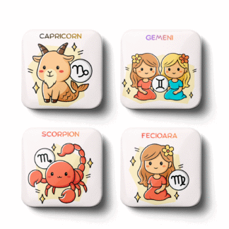 magneti de frigider cu zodii sau insigne pin cu semne zodiacale pentru copii si cadouri