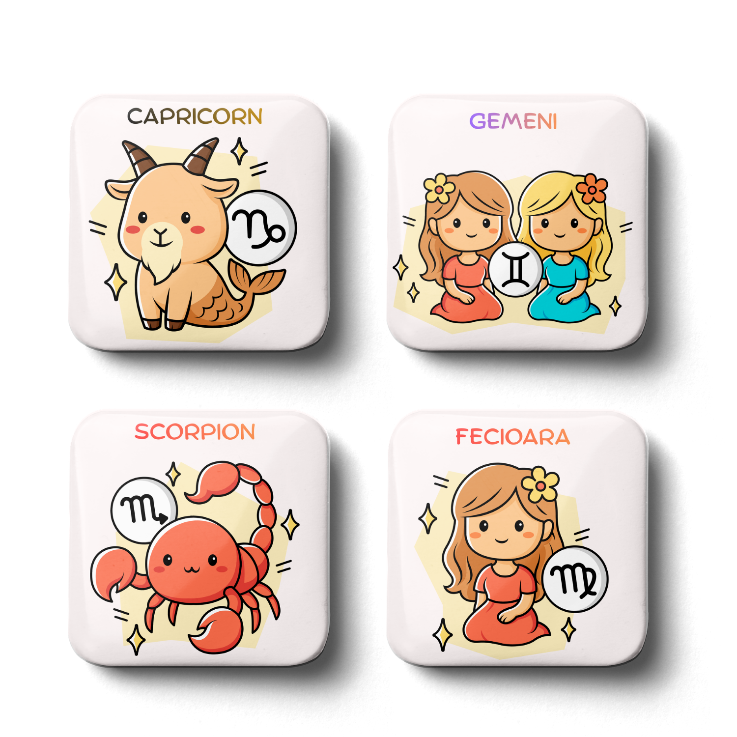 magneti de frigider cu zodii sau insigne pin cu semne zodiacale pentru copii si cadouri